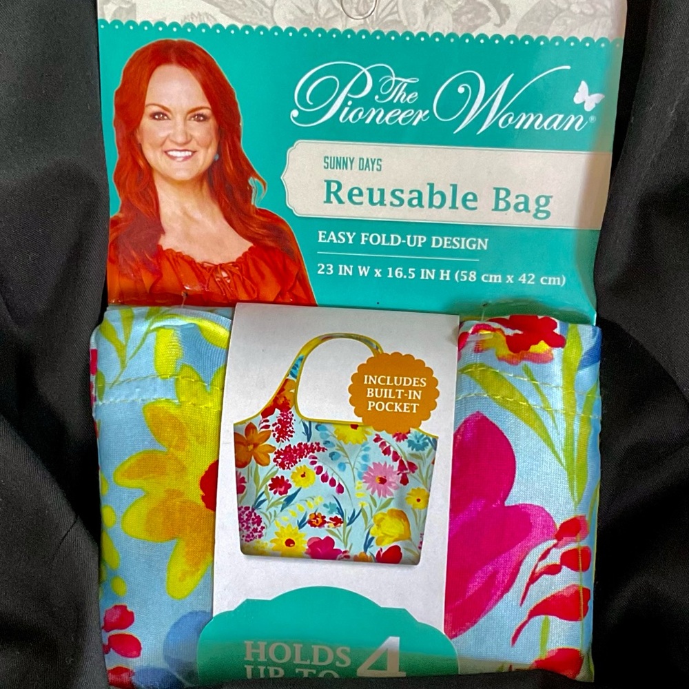 The Pioneer Woman Sunny Days Reusable Shopping Bag Stretch Inner Pocket.